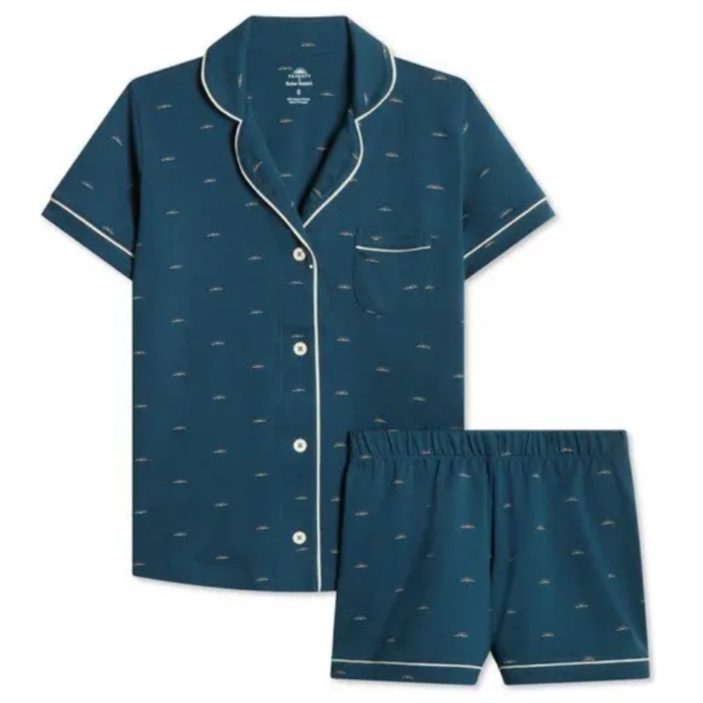 Faherty x Roller Rabbit Button Down Polo PJ Top Mini Wave Limited Edition Medium - Picture 2 of 7